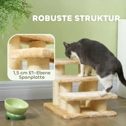 Cat stairs for older cats with arthritis, 11cm step height, pet stairs for dogs and cats, plush, cream color, on-site