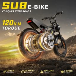 DEEPOWER SU8 250W All-Terrain Electric Bike with 52V 20Ah Removable High-Performance Battery 7-Speed Electric Bicycle Hydraulic Brakes Dual Shock Absorption LED Smart Instrument Panel 20-inch Wide Tires Unisex Urban Commuting Ebike