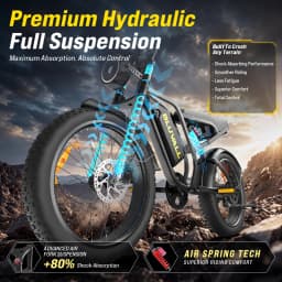 DEEPOWER SU8 250W All-Terrain Electric Bike with 52V 20Ah Removable High-Performance Battery 7-Speed Electric Bicycle Hydraulic Brakes Dual Shock Absorption LED Smart Instrument Panel 20-inch Wide Tires Unisex Urban Commuting Ebike
