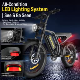 DEEPOWER SU8 250W All-Terrain Electric Bike with 52V 20Ah Removable High-Performance Battery 7-Speed Electric Bicycle Hydraulic Brakes Dual Shock Absorption LED Smart Instrument Panel 20-inch Wide Tires Unisex Urban Commuting Ebike