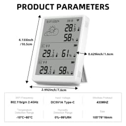 Tuya WiFi Weather Station Temperature Humidity Sensor Smart Thermohygrometer Kit and 433mhz Thermohygrometer with App Alert