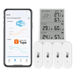 Tuya WiFi Weather Station Temperature Humidity Sensor Smart Thermohygrometer Kit and 433mhz Thermohygrometer with App Alert