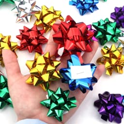 3.8/5/6/7cm Colorful 3D Star Flower Decorations DIY Self-Adhesive Ribbon Bows Paper Gift Wrapping For Festive Christmas Wedding