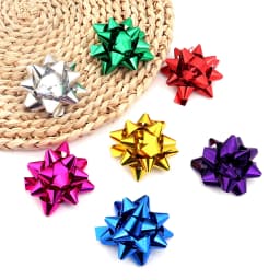 3.8/5/6/7cm Colorful 3D Star Flower Decorations DIY Self-Adhesive Ribbon Bows Paper Gift Wrapping For Festive Christmas Wedding