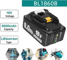 VINIDA BL1860B 1/2/4P 8.0Ah 18V Lithium Battery Replace for Makita BL1860 BL1850B BL1840B BL1830 BL1820 BL1815B Tool Battery pin
