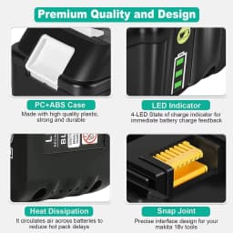 VINIDA BL1860B 1/2/4P 8.0Ah 18V Lithium Battery Replace for Makita BL1860 BL1850B BL1840B BL1830 BL1820 BL1815B Tool Battery pin