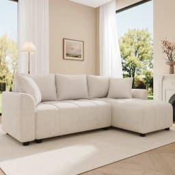 3-seater sofa,convertible L-shaped corner sofa,chenille fabric,with 2 decorative cushions,suitable for living room and apartment
