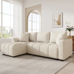 3-seater sofa,convertible L-shaped corner sofa,chenille fabric,with 2 decorative cushions,suitable for living room and apartment