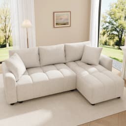3-seater sofa,convertible L-shaped corner sofa,chenille fabric,with 2 decorative cushions,suitable for living room and apartment