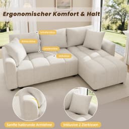 3-seater sofa,convertible L-shaped corner sofa,chenille fabric,with 2 decorative cushions,suitable for living room and apartment