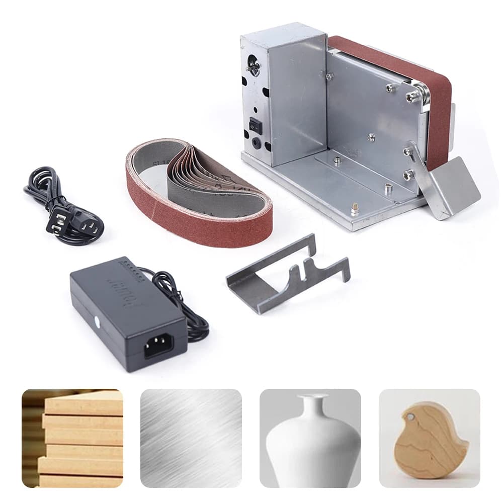 Mini Electric Belt Sander Grinder DIY Mini Belt Sander with 10 Abrasive Belts Adjustable Edge Polishing Tool Sharpening Machine