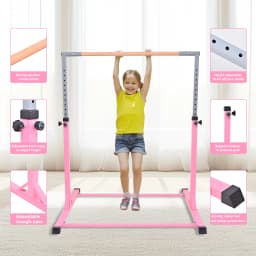 Kids Gymnastics Bars Home Horizontal Training Bars Adjustable Height Gymnastics Pole Easy to Assembly Equipment Children Girls
