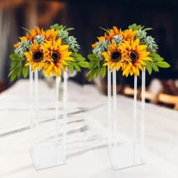 Clear Acrylic Flower Stand 2 Pcs,44.1Lbs Load,Desktop Floor Decor for Wedding Anniversary Ceremony Party Home Cafe 20x 20x80 cm