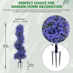 2pcs Artificial Lavender Spiral Topiary Trees with Ground Spike 90cm Faux Plant Outdoor Fake Plant for Porch Garden Decoration