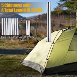 Wood Burning Stove with 5 Pipes Accessories, Visible Window Side Panels Heating Cooking Hot Tent Stove, Large Firebox Stainless