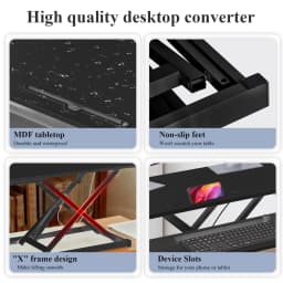 Adjustable Standing Desk Converter Height Adjustable Desk Riser Manual Pneumatic Spring Laptop Workstation with Keyboard Tray