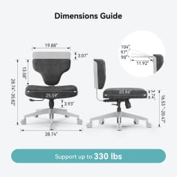 NEWTRAL Freedom-X-FP Multi-Posture Chair without Armrests, 7-Level Lumbar Support, 90°-105° Backrest Tilt, 136kg Max. Load