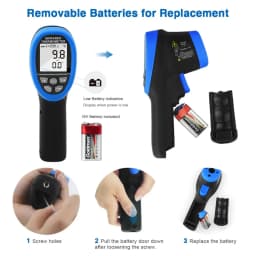 HOLDPEAK HP-1800 High temperature Infrared Thermometer handheld gun,-50'C--1800'C,High Temp Tester with Backlit Flashlight