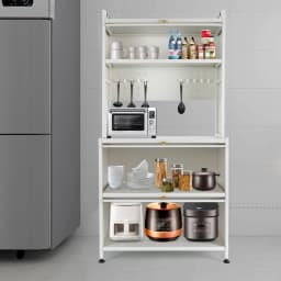 80cm 5-Story Kitchen Shelf Wear-Resistant Simple Installation with Dust-Proof Door Storage Cabinet for Living Rooms/Kitchens