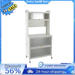 80cm 5-Story Kitchen Shelf Wear-Resistant Simple Installation with Dust-Proof Door Storage Cabinet for Living Rooms/Kitchens