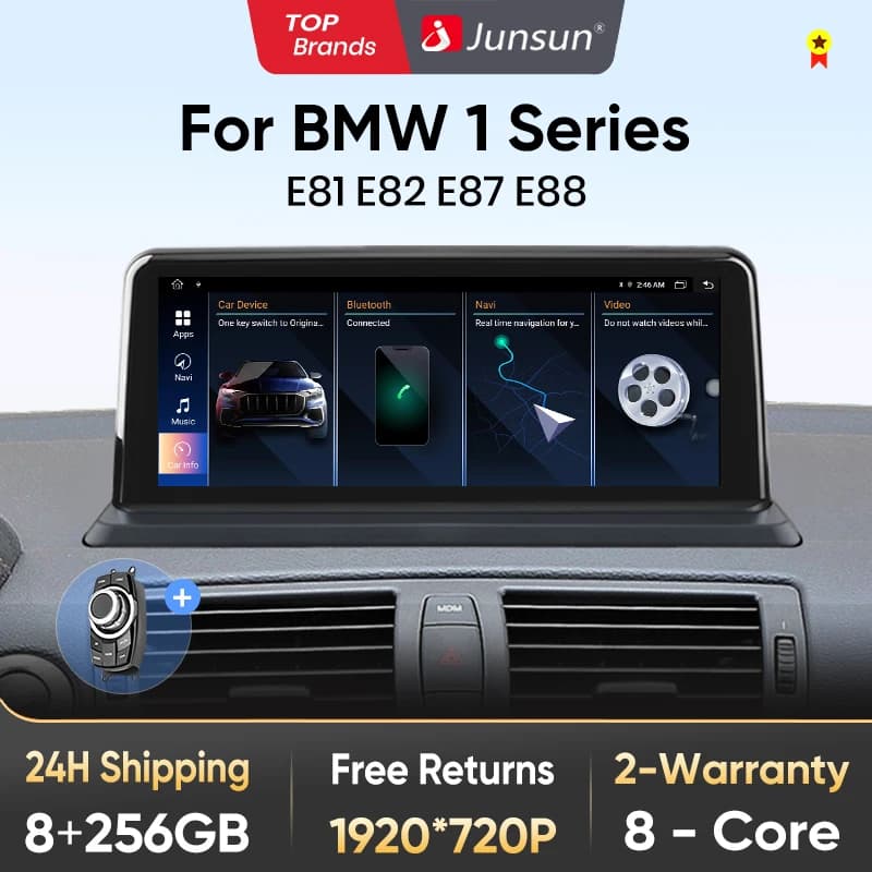 Junsun Wireless CarPlay Android Auto Car Radio For BMW E81 E82 E87 E88 2005-2012 4G WiFi BT Audio Head Unit Multimedia Stereo