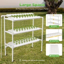 3 Tiers Hydroponics Growing System PVC-Pipe Hydroponic Planting Equipment with 90 Plant Sites