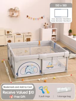 PANGDUBE Cute Baby Playpens 4 Optional Size Playpen for Baby Activity Gym Kids Play Fence Playground Baby Games Park