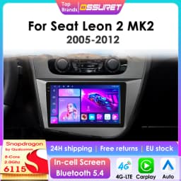 OSSURET CarPlay Android Car Radio For Seat Leon 2 MK2 2005-2012 Car Multimedia Player Navi GPS 2din 4G-LET autoradio RDS 6115