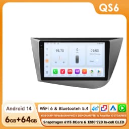 OSSURET CarPlay Android Car Radio For Seat Leon 2 MK2 2005-2012 Car Multimedia Player Navi GPS 2din 4G-LET autoradio RDS 6115