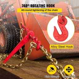 Succbuy Chain Load Binder 5/16" Tie Down Kit 6600LBS Includes 4 Ratchet Binders Grade 80 Chains Package for Hauling Towing
