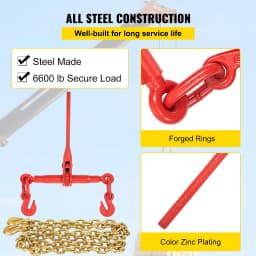 Succbuy Chain Load Binder 5/16" Tie Down Kit 6600LBS Includes 4 Ratchet Binders Grade 80 Chains Package for Hauling Towing