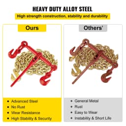 Succbuy Chain Load Binder 5/16" Tie Down Kit 6600LBS Includes 4 Ratchet Binders Grade 80 Chains Package for Hauling Towing