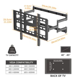 Full Motion Articulating TV Mount Wall Bracket for 40-85 Inches Swivel Left and Right