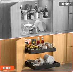 1pcs Expandable Pull Out Cabinet Organizer Adhesive Peel And Stick Slide Out Drawers for Kitchen Cabinets Adjustable Width