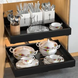 1pcs Expandable Pull Out Cabinet Organizer Adhesive Peel And Stick Slide Out Drawers for Kitchen Cabinets Adjustable Width