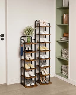 Hzuaneri Vertical Shoe Rack, Shoe Shelves, Wood Shoe Organizer for Closet, Entryway, Shoe Tower for Small Spaces, Free Standing