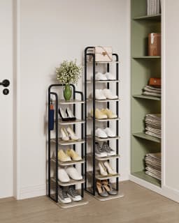 Hzuaneri Vertical Shoe Rack, Shoe Shelves, Wood Shoe Organizer for Closet, Entryway, Shoe Tower for Small Spaces, Free Standing