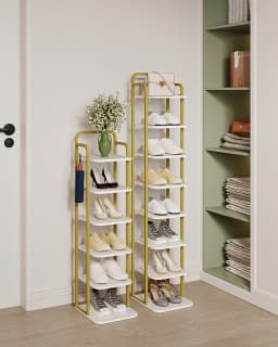 Hzuaneri Vertical Shoe Rack, Shoe Shelves, Wood Shoe Organizer for Closet, Entryway, Shoe Tower for Small Spaces, Free Standing