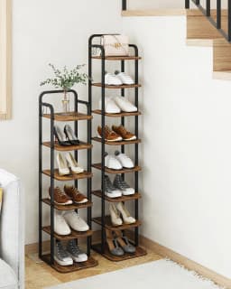 Hzuaneri Vertical Shoe Rack, Shoe Shelves, Wood Shoe Organizer for Closet, Entryway, Shoe Tower for Small Spaces, Free Standing