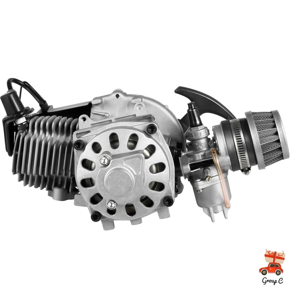 49CC 2-Stroke Engine Single Cylinder Mini Engine Air Forced Cooling Racing Engine W|Fuel Tank for Pocket Bike Mini Dirt Bike