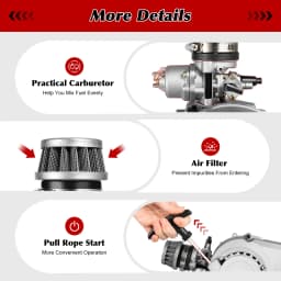49CC 2-Stroke Engine Single Cylinder Mini Engine Air Forced Cooling Racing Engine W|Fuel Tank for Pocket Bike Mini Dirt Bike
