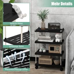4-level roller trolley niche rack with roller and side hook all purpose trolley kitchen cart serving trolley