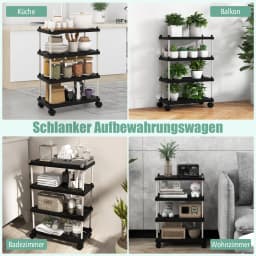 4-level roller trolley niche rack with roller and side hook all purpose trolley kitchen cart serving trolley