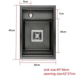 Hidden Dark Gray Kitchen Sink Single Bowl Bar Small Size Sink Stainless Steel Balcony Sink Concealed Kitchen Sink Bar Sink