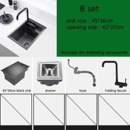 Hidden Dark Gray Kitchen Sink Single Bowl Bar Small Size Sink Stainless Steel Balcony Sink Concealed Kitchen Sink Bar Sink