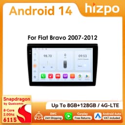 Hizpo 9inch 2Din Android Car Radio for Fiat Bravo 2007 - 2012 Snapdragon 6115 GPS RDS DSP 4G BT SWC Auto CarPlay 360°CAM
