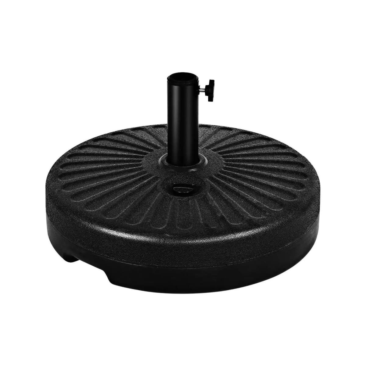 Round parasol stand, high density polyethylene and iron parasol base for outdoor, balcony, patio, black