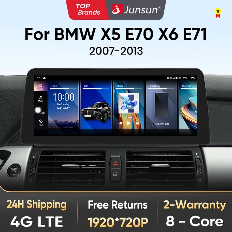 Junsun 1920*720 12.3inch Wireless Carplay Car Radio For BMW X5 E70 X6 E71 2007-2014 4G WIFI GPS Multimedia Intelligent Systems