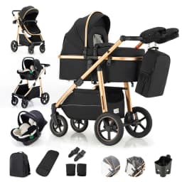 Baby Stroller 3 in 1 Portable Travel Baby Carriage Luxurious Fold Pram High Landscape Aluminum Frame Newborn Infant Stroller
