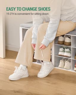 Coat Rack with Bench, Shoe Bench with Seat, Entrance Bench 30 x 104 x 49 cm, Wall Coat Rack with 9 Hooks, White-gray
